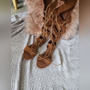 Lane Bryant Lace Up Gladiator Sandals with Zipper Back.